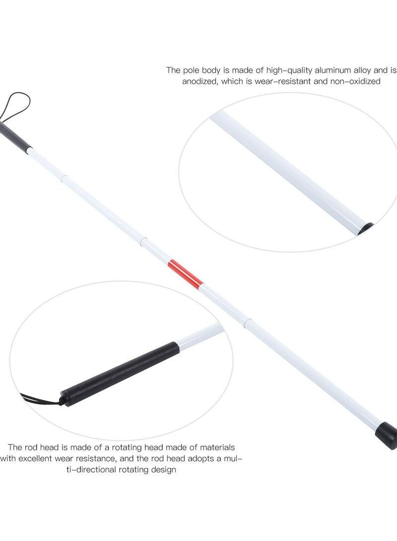GGOOT Blind Cane, Portable Anti-Shock Guide Walking Stick Folding Mobility Cane 124cm/48.8in Walking Stick for Blind Visual Impaired for Outdoor - Image 4