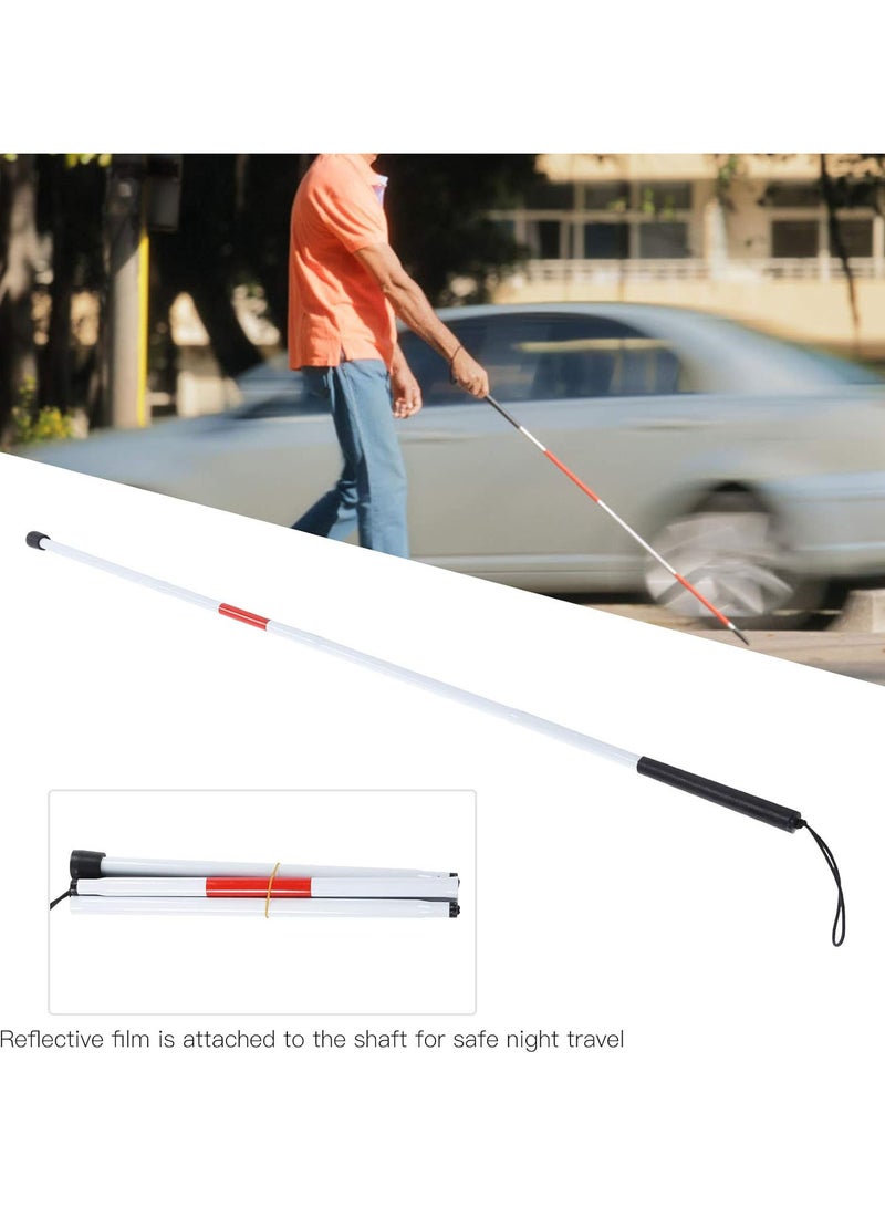 GGOOT Blind Cane, Portable Anti-Shock Guide Walking Stick Folding Mobility Cane 124cm/48.8in Walking Stick for Blind Visual Impaired for Outdoor - Image 3