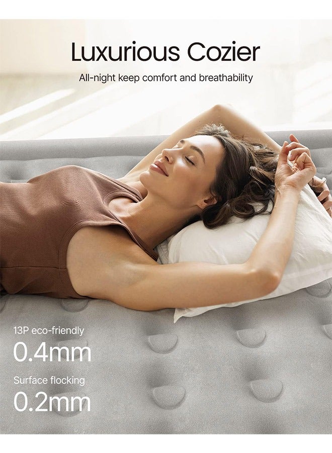 iDOO مرتبة هوائية مزدوجة قابلة للنفخ iDOO مع مضخة كهربائية مدمجة، 152 × 203 × 46 سم، كوين، تضخيم/تفريغ سريع خلال 3 دقائق، مرتبة هوائية محمولة للتخييم والسفر والمنزل، 295 كجم كحد أقصى - Image 3