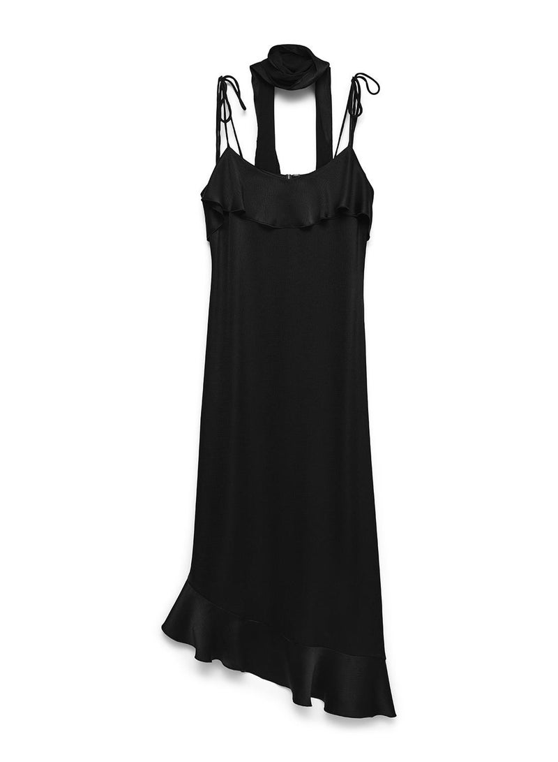 Vmdiana H.Satin Blk Scf Fl. Dress Wvnexp