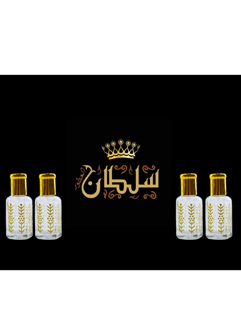 Sultan 4 Pieces Mixed Sultan Perfumes Is Stable and Lasts Long Economical Package 12 Ml 
