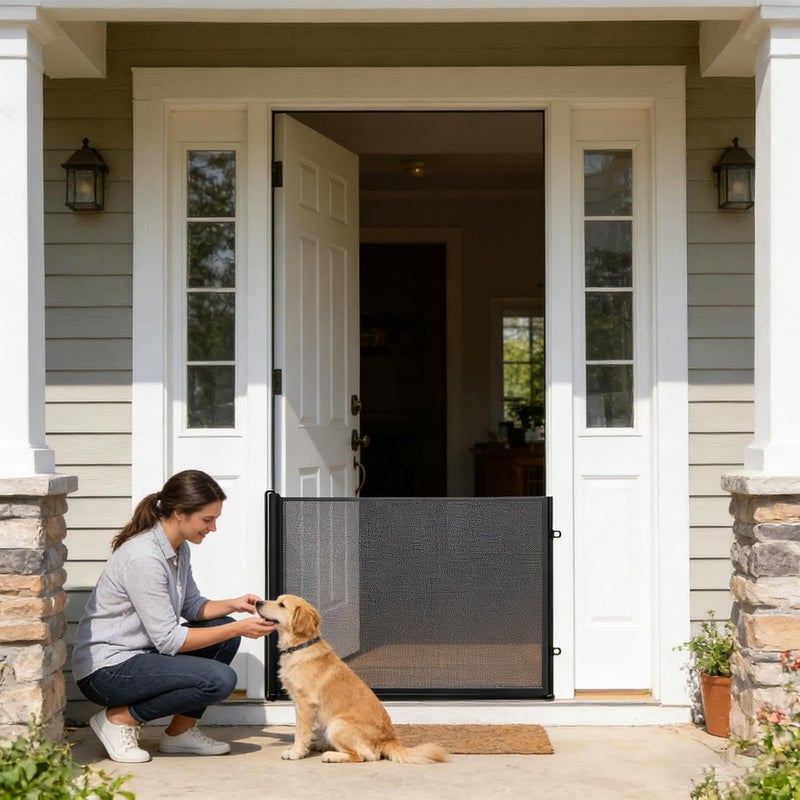 Dog Gates for Doorways | No Drilling Small Enclosure - Cat Gate Door Barrier for Pets,for Outdoor Home Bedroom Living Room Bathroom Hallway Staircase Porch Garage Garden - Image 2
