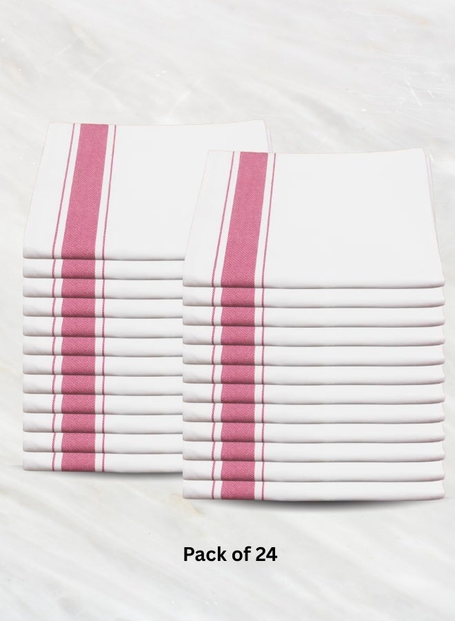 Pearl Coast Kitchen Dining Linens Disposable Table Covers White with pink stripe (50x70 cm) | pack of 24 - Image 1