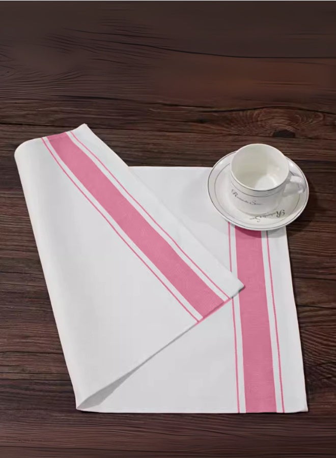 Pearl Coast Kitchen Dining Linens Disposable Table Covers White with pink stripe (50x70 cm) | pack of 24 - Image 3