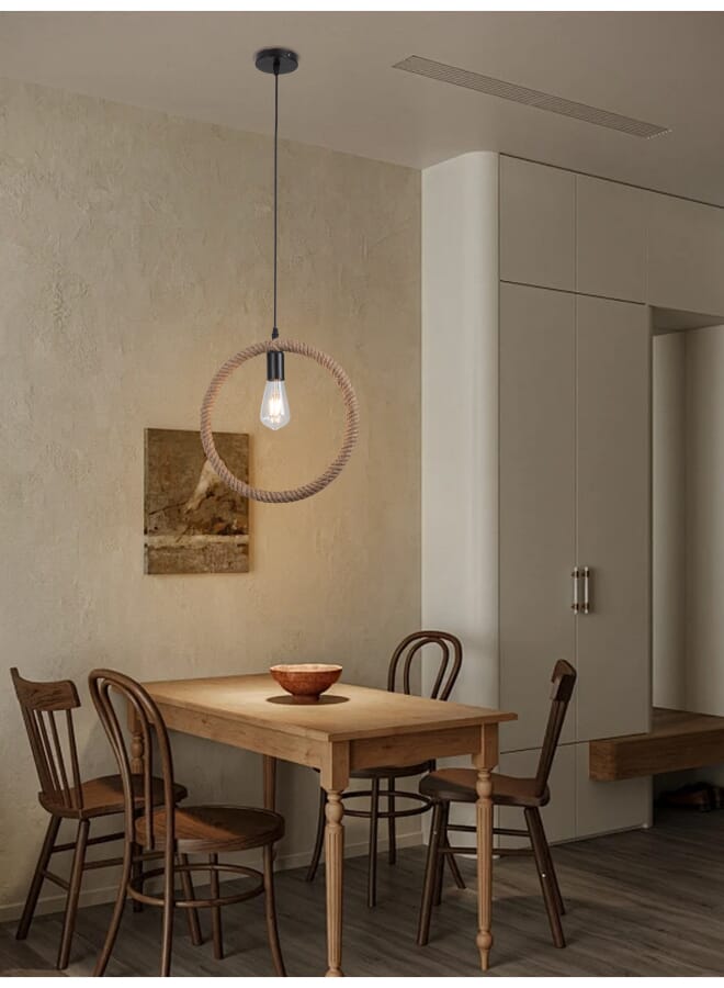 بيست باور مصباح معلق بحبل ريفي موديل 6608-1، قاعدة E27، قابل للتعديل 90 سم، مصباح سقف عتيق لغرفة الطعام والمعيشة والنوم – بدون لمبة - Image 1