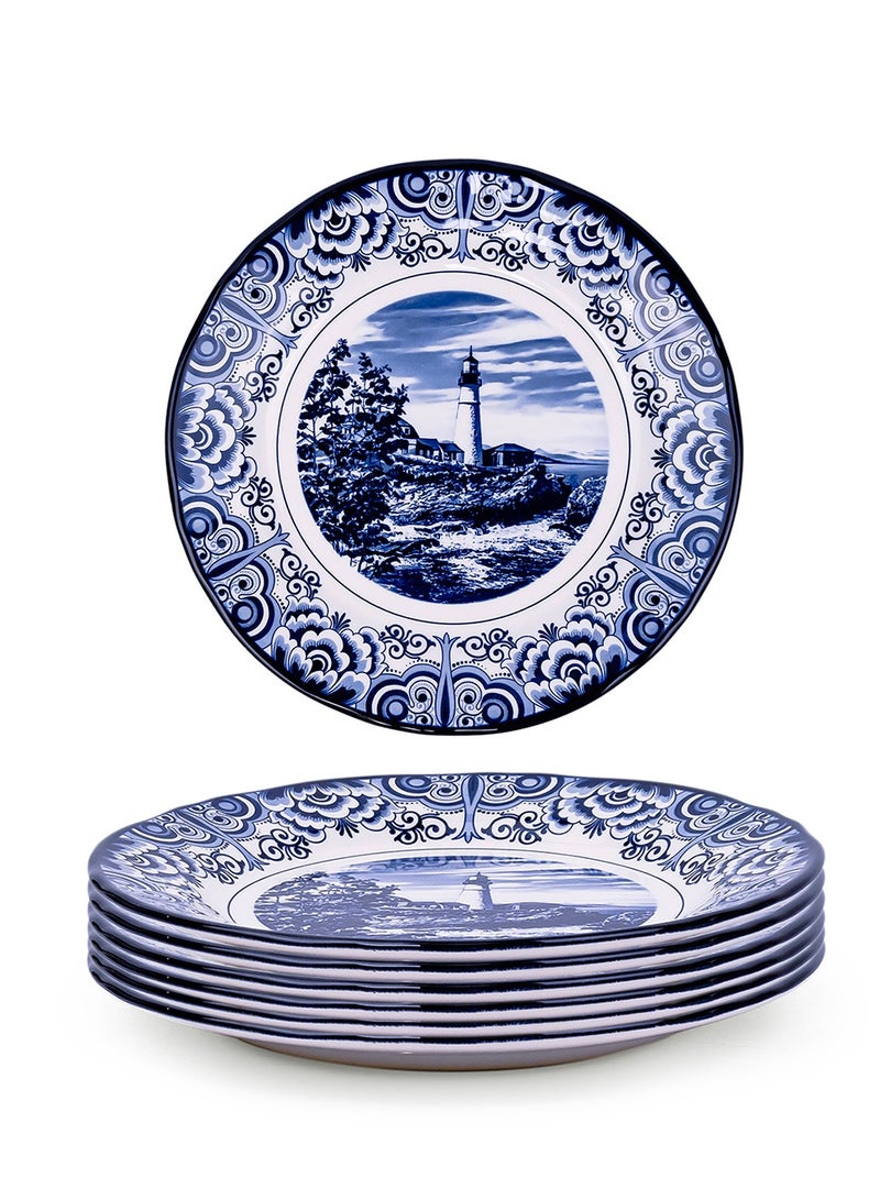 Claytan Lighthouse Blue 8-Inch Ceramic Salad Plate (Set of 6) - Image 2