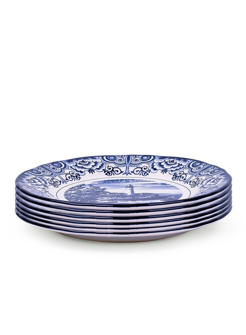 Claytan Lighthouse Blue 8-Inch Ceramic Salad Plate (Set of 6) - Image 1