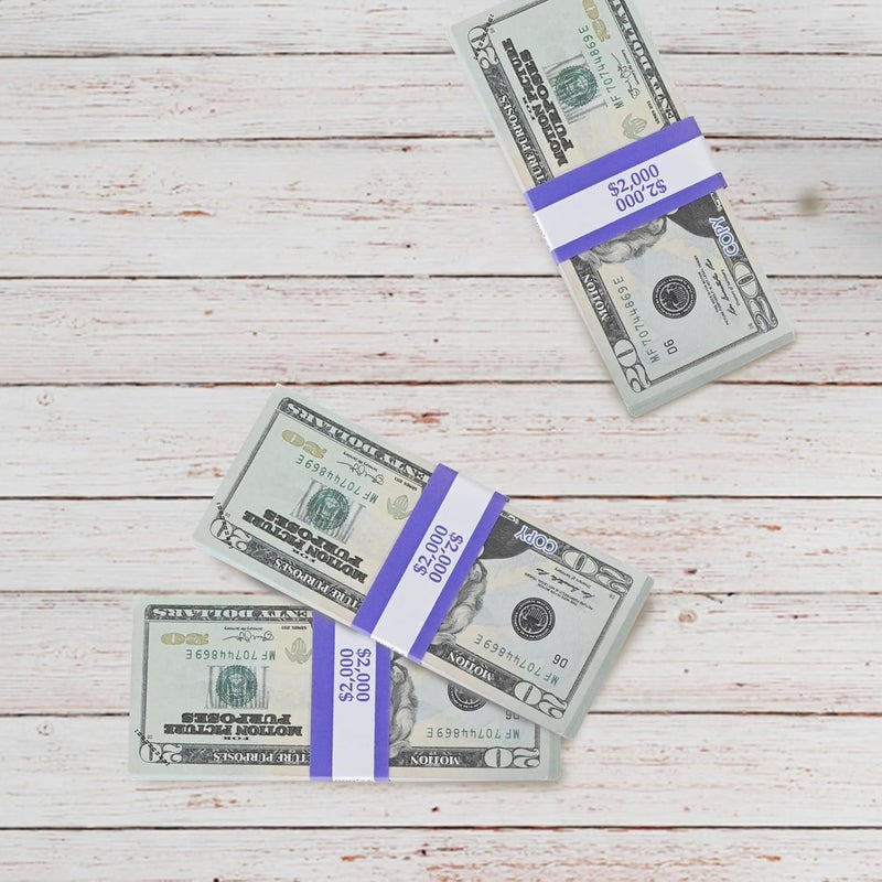 YSSENTIALS Currency Straps â€“ Bill Wrappers, Money Bands to Organize Bills, ABA Standard Colors, Self-Adhesive, 7.5 x 1.15 Inches ($2000-Pruple-100pcs) - Image 5