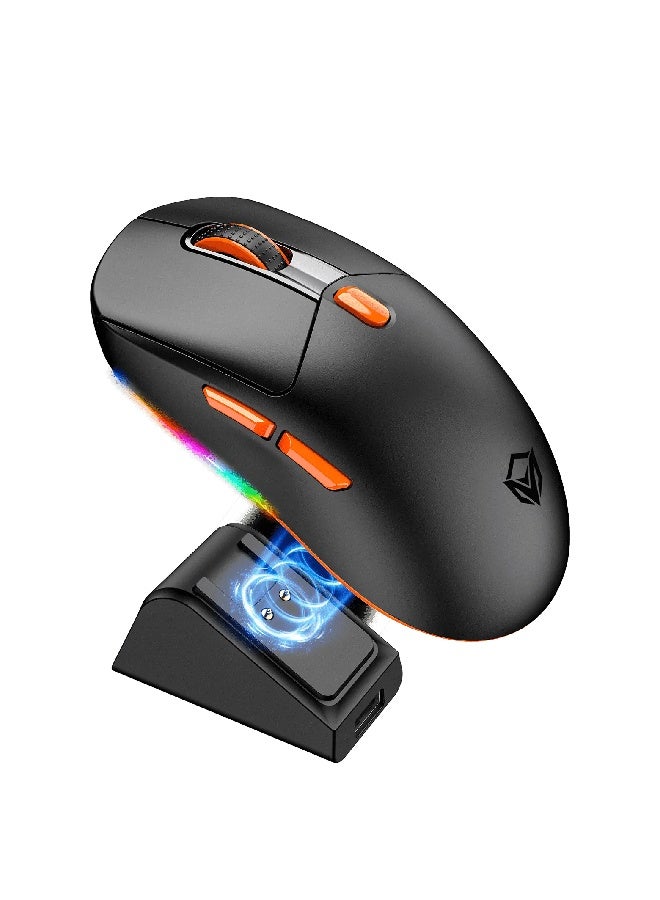 ميشين ماوس لاسلكي ثلاثي الأوضاع مع قاعدة شحن مغناطيسية GW38 - أسود/برتقالي - Image 3