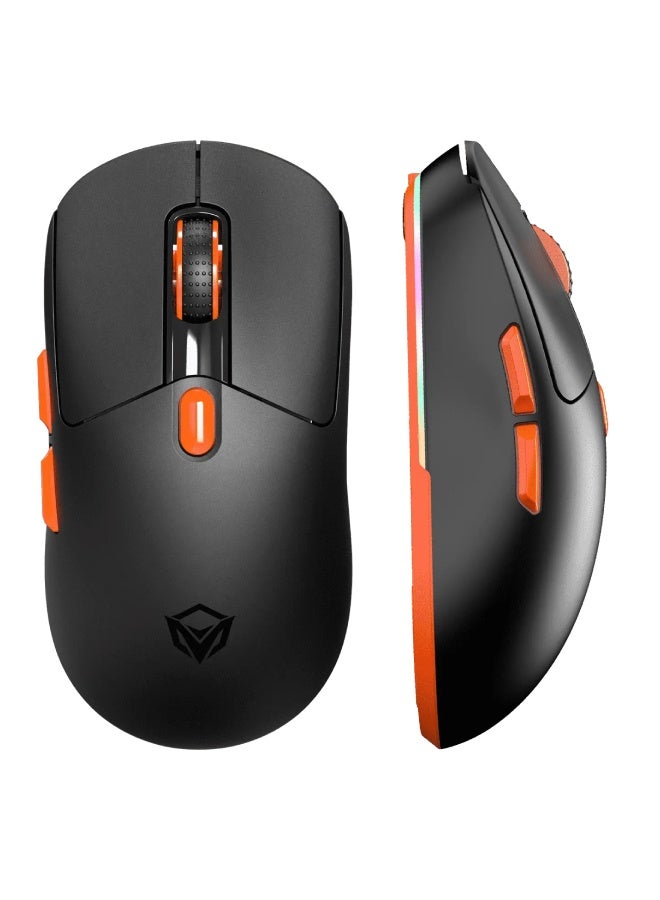 ميشين ماوس لاسلكي ثلاثي الأوضاع مع قاعدة شحن مغناطيسية GW38 - أسود/برتقالي - Image 1