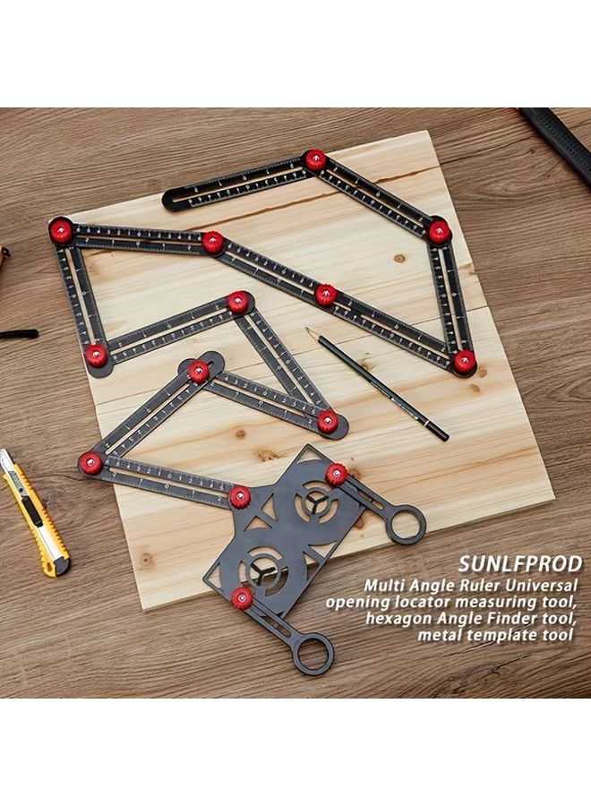 GOXAWEE 12 Fold Precision Multi Angle Measuring Ruler Full Metal Aluminum Alloy Tool - Image 4