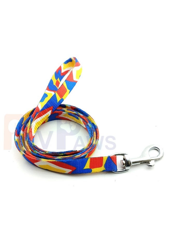 طقم طوق ومقود للكلاب مطبوع عليه جرس، طوق نايلون قابل للتعديل مع فك سريع ومجموعة طوق قابلة للتنفس مثالية للكلاب والقطط (أحمر وأبيض) - Image 5