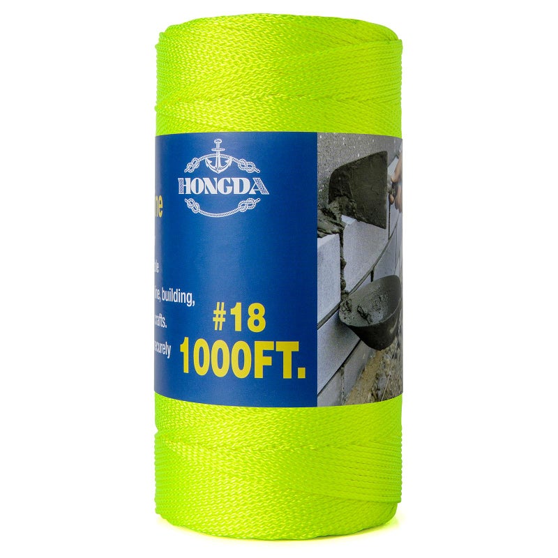 HONGDA Nylon Twine 1000 Feet 18 Braided Nylon Mason line String Perfect for Masonry Jobs and for The Layout of General Construction Gardening DIY Project Fluorescent Yellow