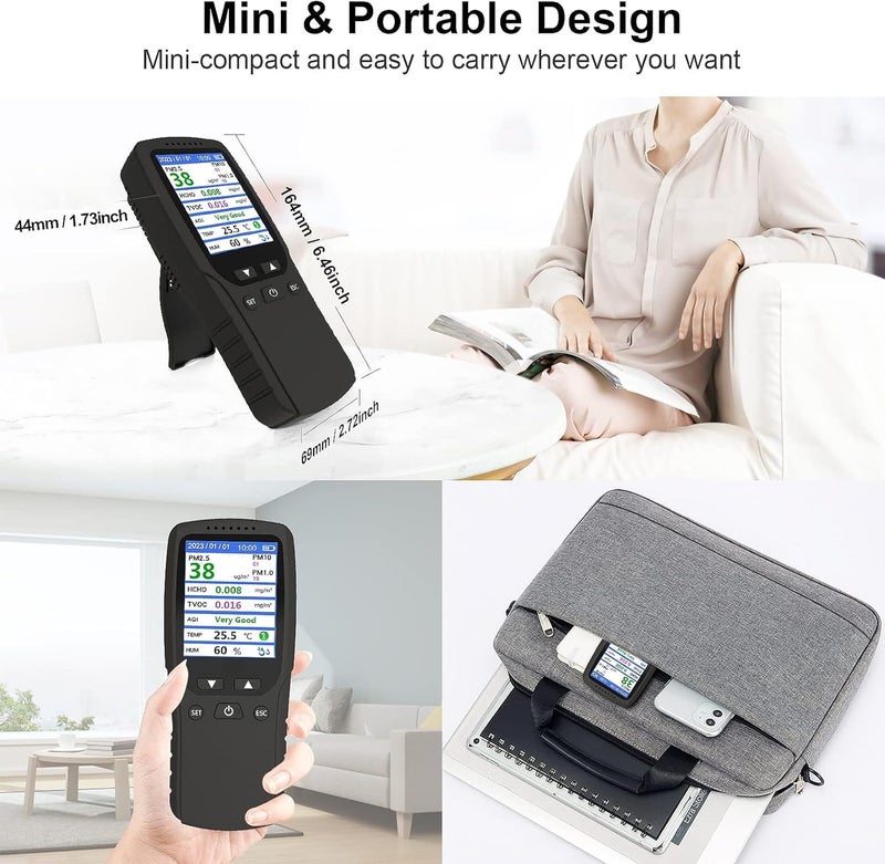 Zikra Air Quality Monitor, Formaldehyde Detector, Temperature & Humidity Meter, Pollution Tester, Sensor; Detect PM2.5/PM10/PM1.0 Micron Dust, Test Indoor TVOC Volatile Organic Compound Gas; eBook - Image 4