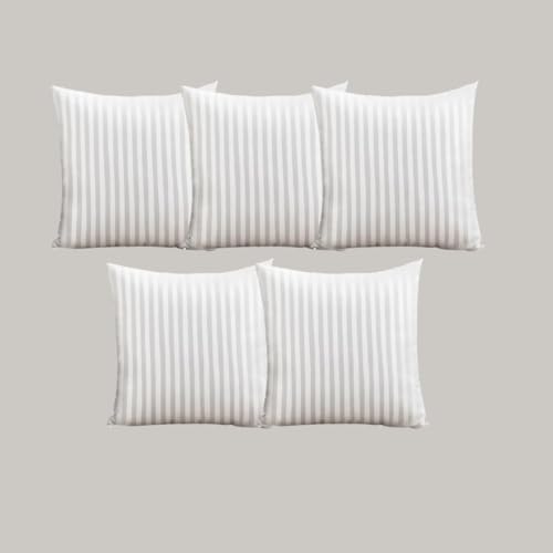 JY Conjugated Microfiber Satin Striped Cushion Filler Size -16 x 16 inch, Set of 5- White - Image 4