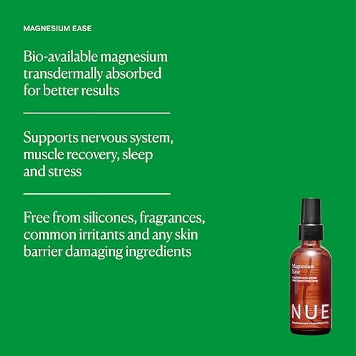 The Nue Co Magnesium Ease Skin Spray for Muscle Pain & Tension Relief with Lavender & Arnica Oil High Absorption Sports Recovery & Sleep Vegan, Paraben-Free, Non-Toxic, 60ml - Image 3