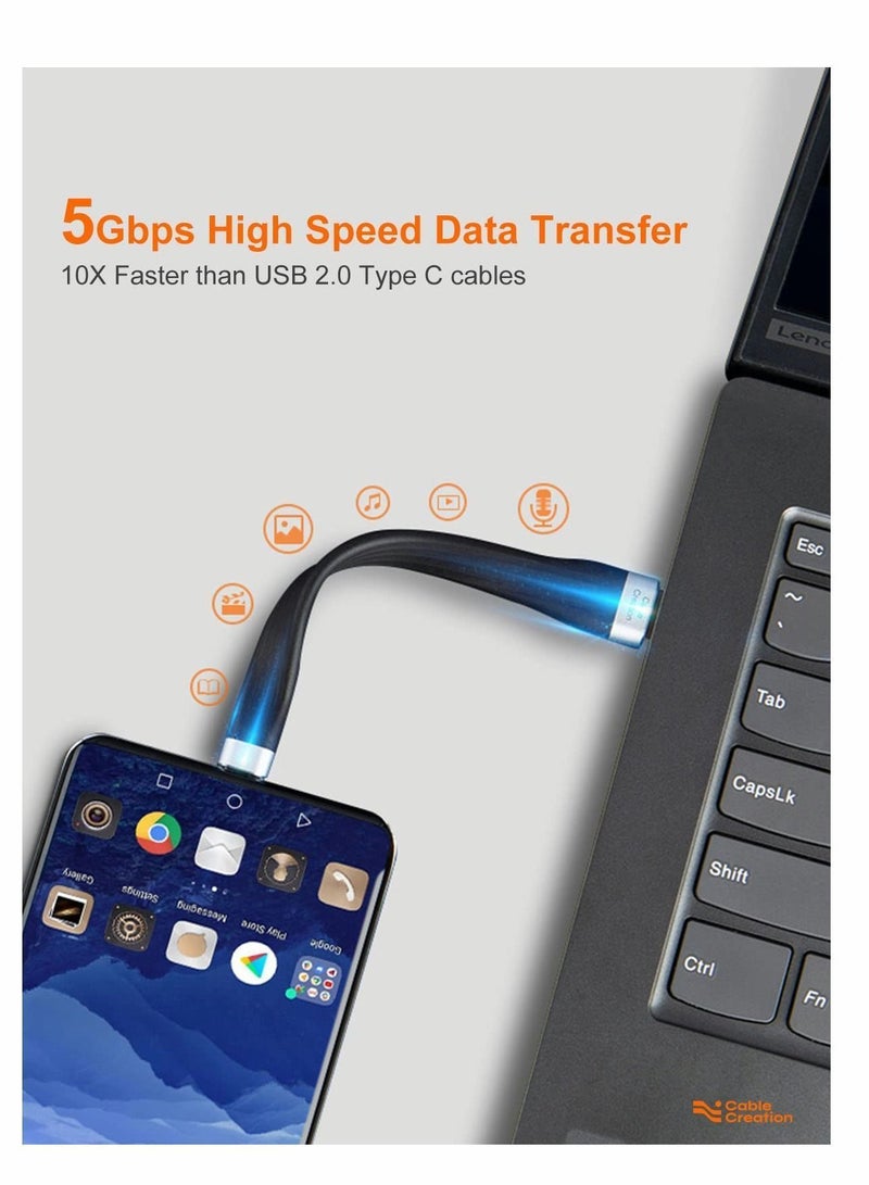 Y&D Short USB 3.1 A to Type C Cable 5 inches CableCreation 3A Fast Charging FPC 5Gbps Compatible with Quest Link, MacBook iPad Pro S22 S21/S20, SSD - Image 2