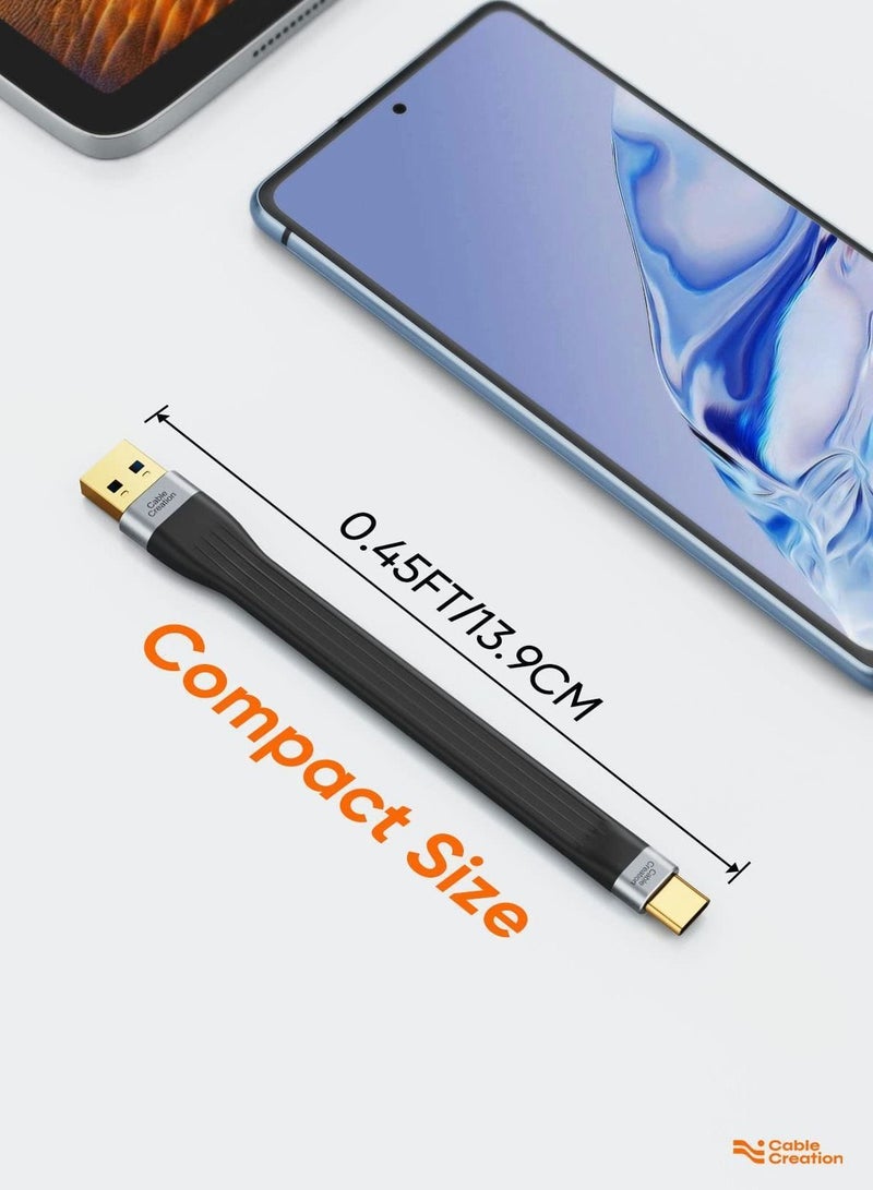 Y&D Short USB 3.1 A to Type C Cable 5 inches CableCreation 3A Fast Charging FPC 5Gbps Compatible with Quest Link, MacBook iPad Pro S22 S21/S20, SSD - Image 4