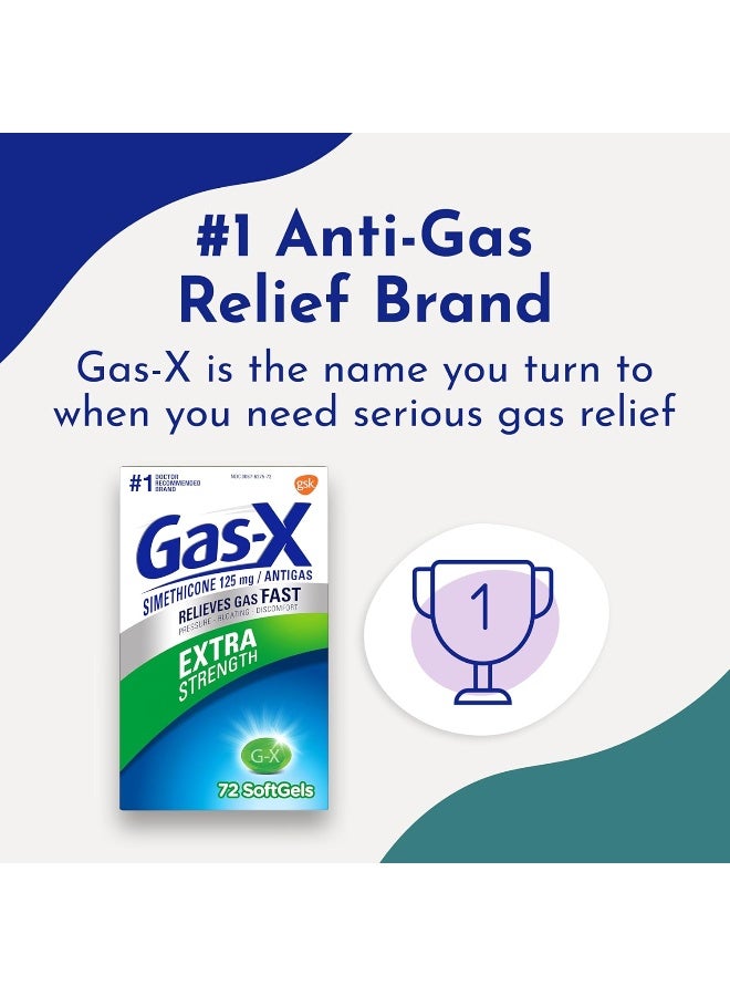 Gas-X كبسولات غاز-إكس ذات القوة الإضافية لتخفيف الغاز مع سيميثيكون 125 ملغ - 72 عدداً - Image 3