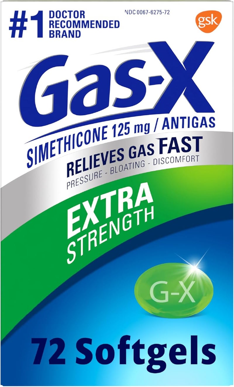 Gas-X كبسولات غاز-إكس ذات القوة الإضافية لتخفيف الغاز مع سيميثيكون 125 ملغ - 72 عدداً - Image 1