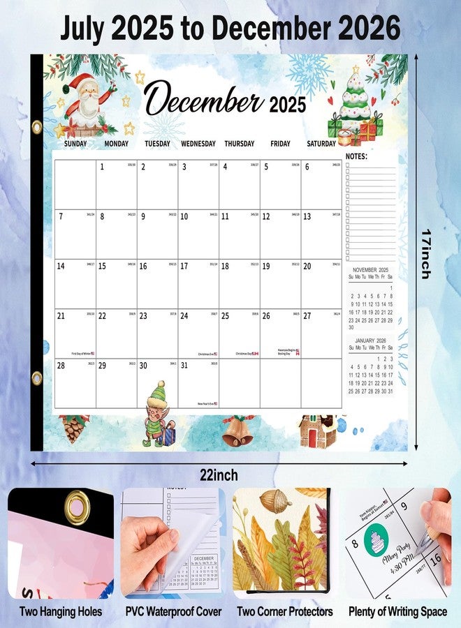 NEOACT Large Desk Calendar 2025-2026,Calendar 2025-2026 Wall/Desk from Jul.2025 - Dec.2026,18 Months Calendar with Protector Corner,22"×17" Monthly Planner for Office School Home Organizing - Image 2