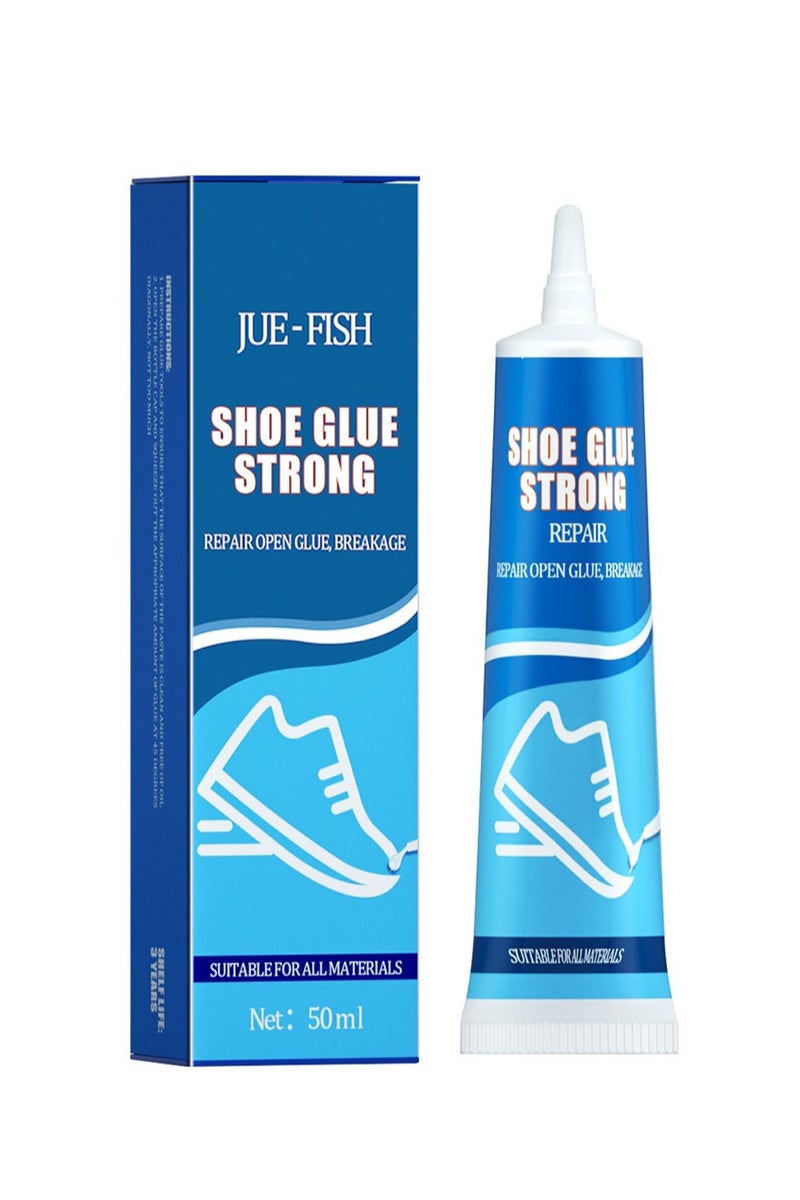 JUE-FISH Shoe Glue Strong, Waterproof Transparent Sealant Sole Repair for Leather Jackets, Shoes, Wallets, Furniture - 50ml  - Image 1