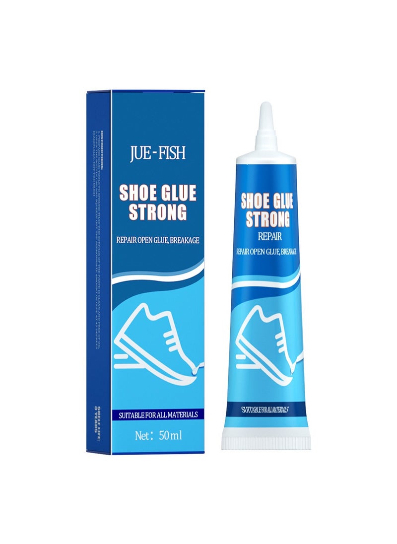 JUE-FISH - Shoe Glue Strong, Waterproof Transparent Sealant Sole Repair for Leather Jackets, Shoes, Wallets, Furniture - 50ml - Image 1