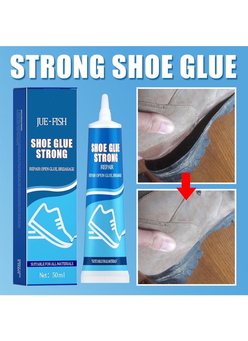 JUE-FISH - Shoe Glue Strong, Waterproof Transparent Sealant Sole Repair for Leather Jackets, Shoes, Wallets, Furniture - 50ml - Image 1