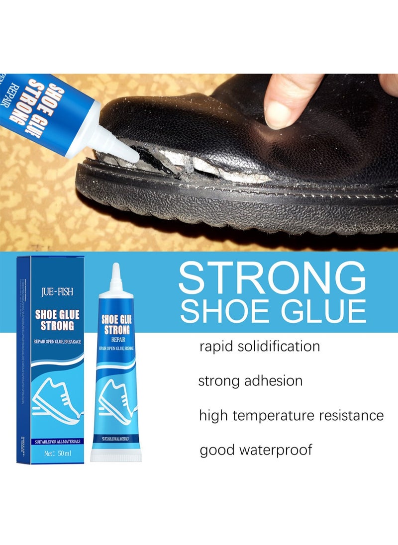 JUE-FISH - Shoe Glue Strong, Waterproof Transparent Sealant Sole Repair for Leather Jackets, Shoes, Wallets, Furniture - 50ml - Image 1