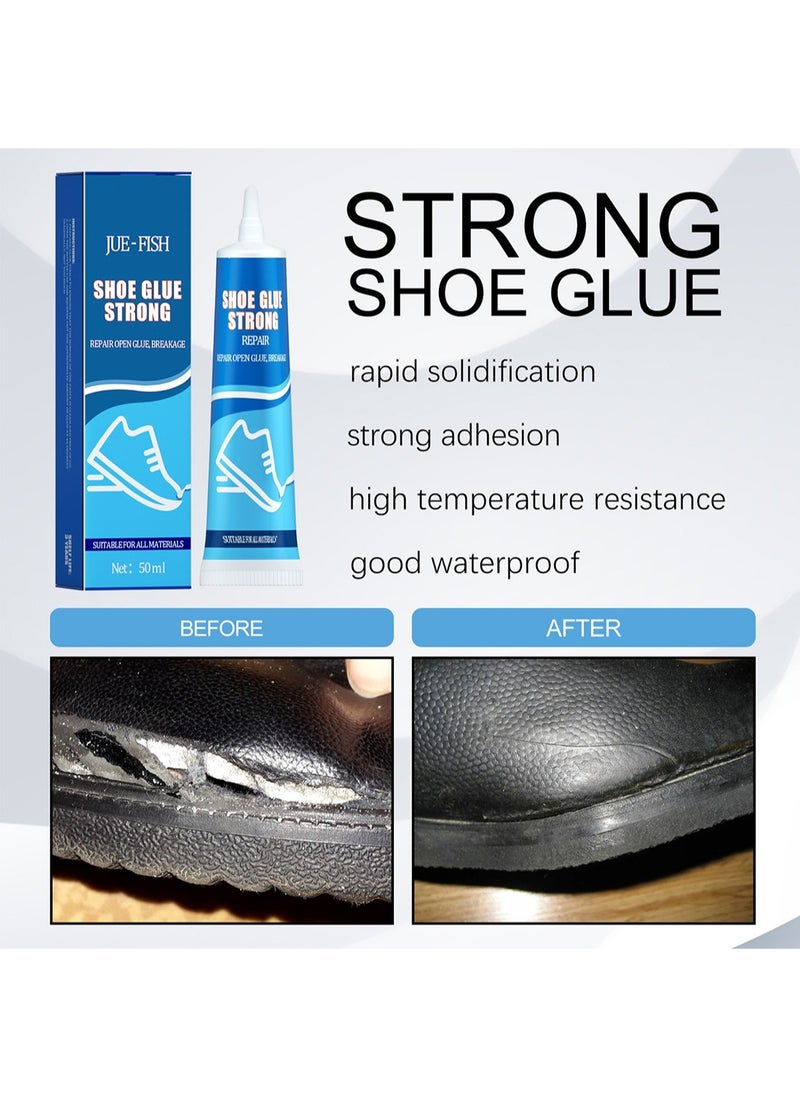 JUE-FISH - Shoe Glue Strong, Waterproof Transparent Sealant Sole Repair for Leather Jackets, Shoes, Wallets, Furniture - 50ml - Image 1