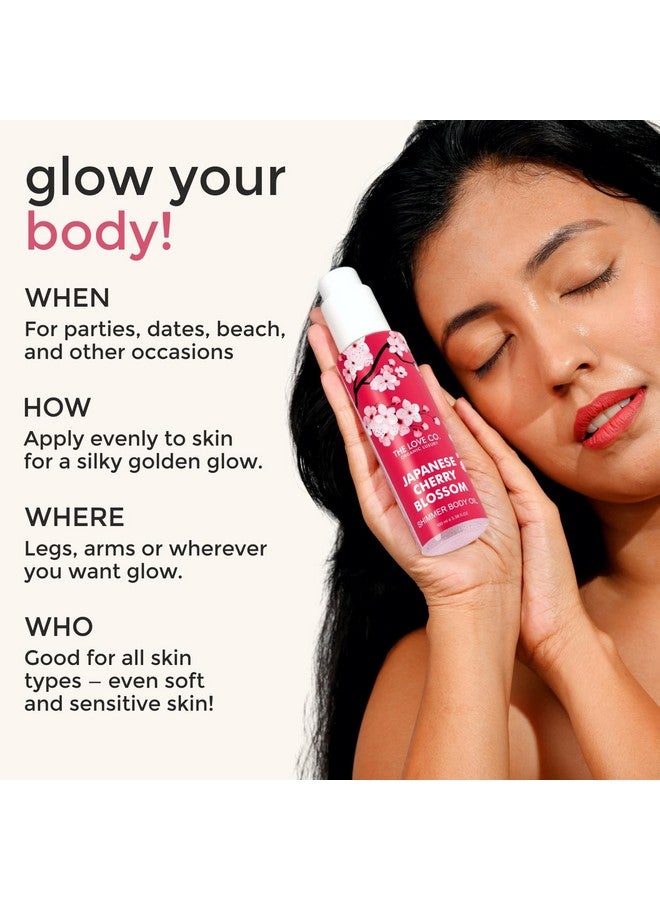 THE LOVE CO. زيت الجسم المتلألئ من ذا لوف كو. زهرة الكرز اليابانية - 100 مل - Image 4