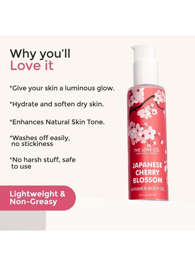 THE LOVE CO. زيت الجسم المتلألئ من ذا لوف كو. زهرة الكرز اليابانية - 100 مل - Image 3