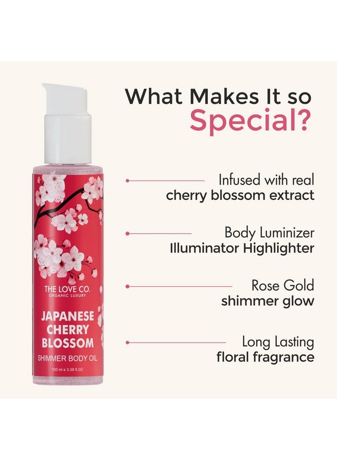 THE LOVE CO. زيت الجسم المتلألئ من ذا لوف كو. زهرة الكرز اليابانية - 100 مل - Image 2