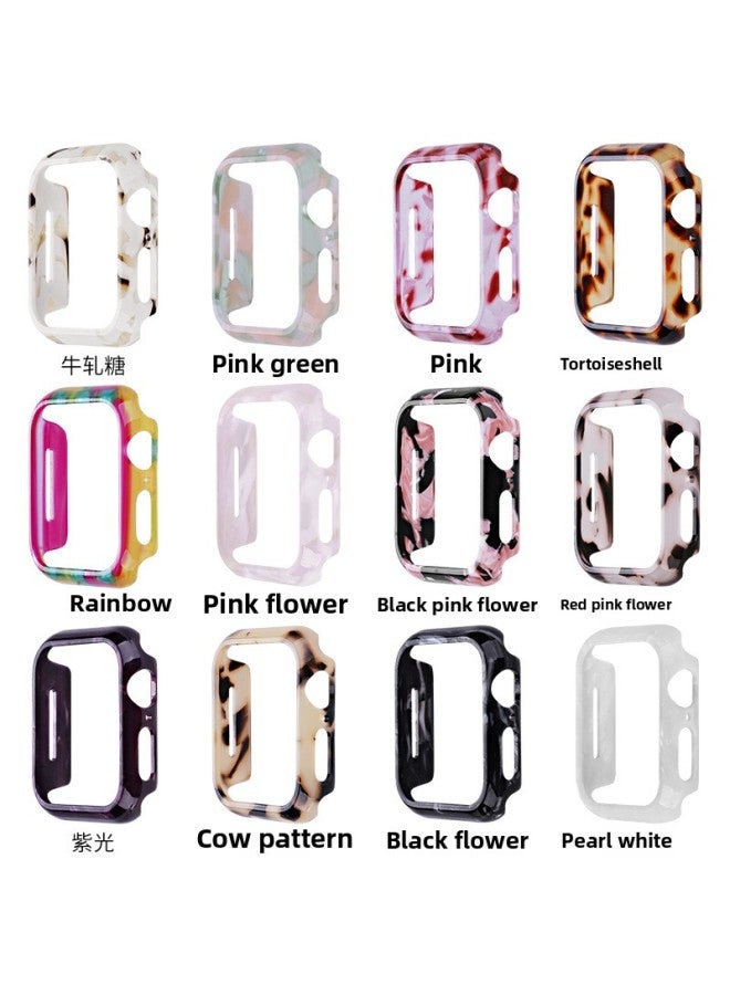 Beauenty For Apple Watch S10/Ultra Resin Case Supporting Resin Case Resin Strap-Color:Black Flower Strap + Case-Exterior Dimension:S10/42mm - Image 3