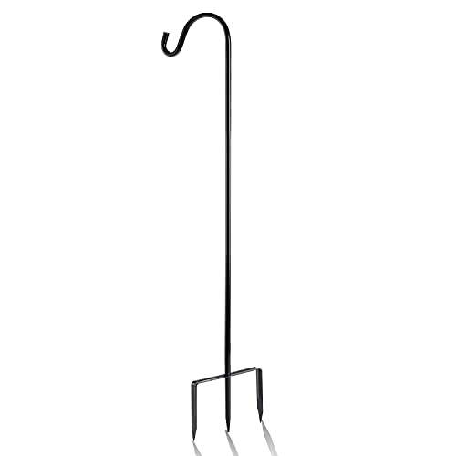 EXCMARK Shepherd Hook 48 inch 1/2 inch Thick Use at Weddings, Hanging Solar Lights, Lanterns, Bird Feeders, Metal Hanger Hook. (Black, 48 inch) U.S. Patent. - Image 1