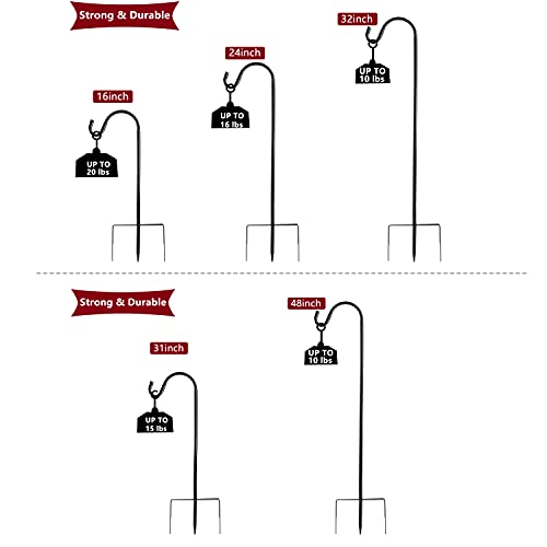 EXCMARK Shepherd Hook 48 inch 1/2 inch Thick Use at Weddings, Hanging Solar Lights, Lanterns, Bird Feeders, Metal Hanger Hook. (Black, 48 inch) U.S. Patent. - Image 4