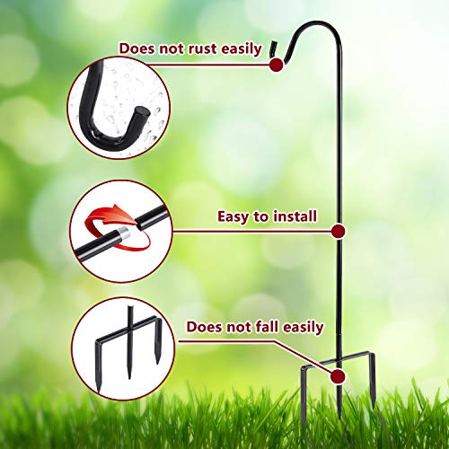 EXCMARK Shepherd Hook 48 inch 1/2 inch Thick Use at Weddings, Hanging Solar Lights, Lanterns, Bird Feeders, Metal Hanger Hook. (Black, 48 inch) U.S. Patent. - Image 5