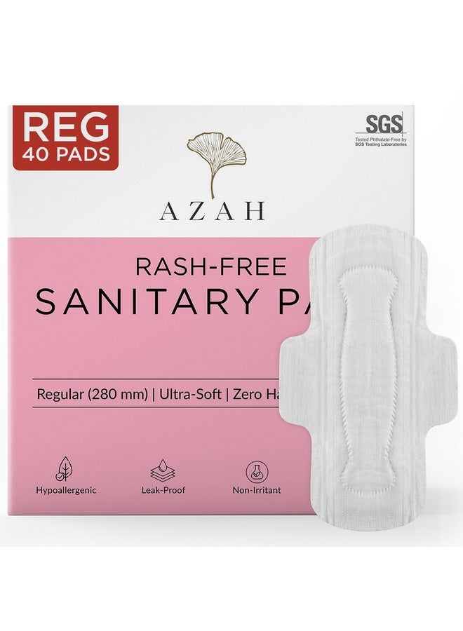 AZAH Sanitary Pads For Women Regular [Pack Of 40] 100% Rash-Free Sanitary Napkins | 3X More Absorption, Cottony Soft And Dry Top Cover For Heavy Flow | Toxin Free, Locks Odour, Leak-Proof - Image 1