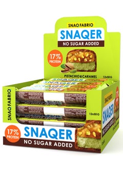 Snaq Fabriq SNAQER Chocolate Protein bar with Pistachio and Caramel No Sugar Added 12x50g  - Image 1