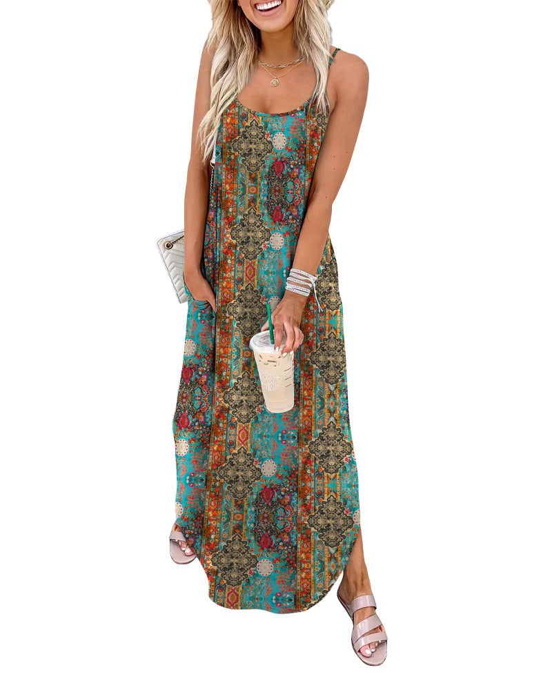 WIHOLL Vacation Dresses for Women 2026 Summer Flowy Maxi Cute Boho Dress Beach Essentials L - Image 1