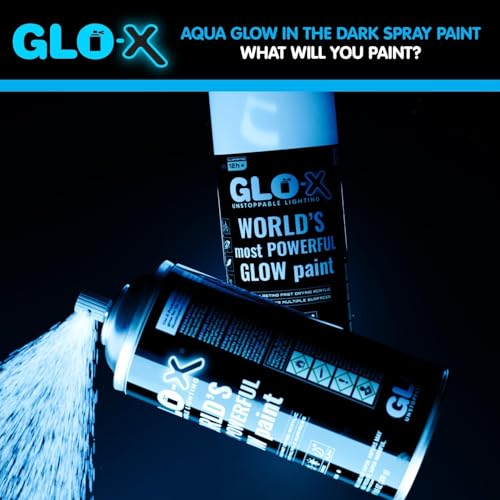 GLO-X Blue Glow In The Dark Spray Paint (10.6 oz) Clear Spray Paint That Glows Neon Blue In The Dark- Light & Sun Activated - Acrylic - Image 2