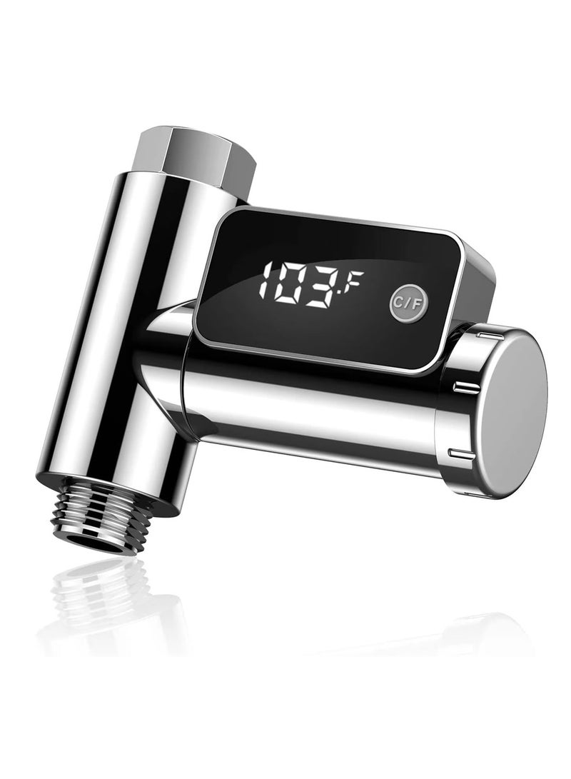 Shower Thermometer LED Digital Display Shower Water Thermometer, 360° Rotating Screen, Fahrenheit and Centigrade Display, Baby Bath Water Thermometer for Home Bathroom Kitchen(Silver) - Image 1