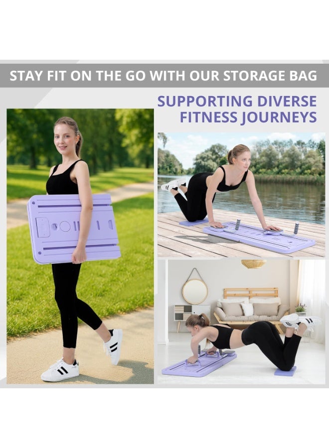 ACHAS Pilates Board, Pilates Reformer Set, Multi-Purpose Foldable Abdominal Board for Home, 5 in 1 Pilates Sliding Board (Purple) - Image 3