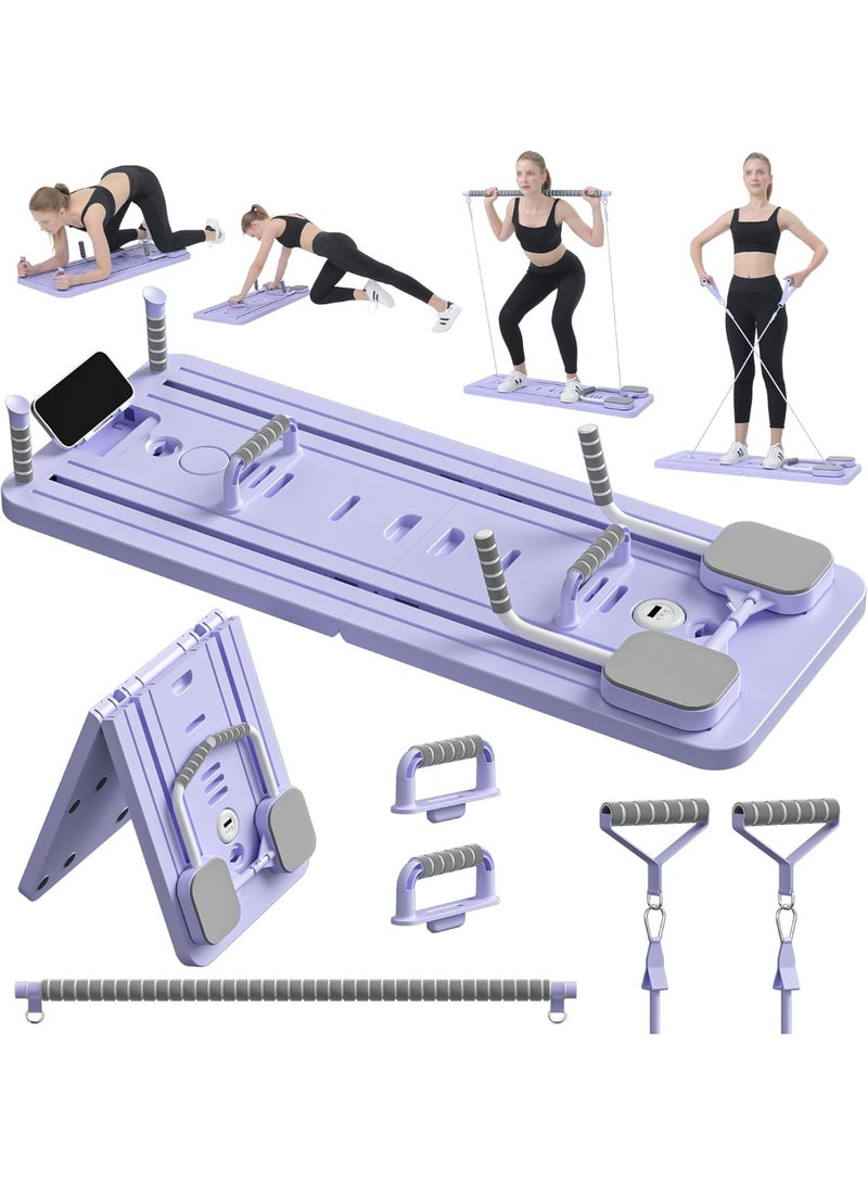 ACHAS Pilates Board, Pilates Reformer Set, Multi-Purpose Foldable Abdominal Board for Home, 5 in 1 Pilates Sliding Board (Purple) - Image 1