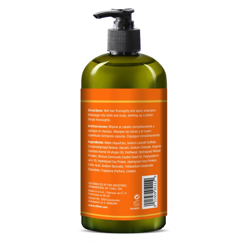 Difeel Argan Hydrating Shampoo 33.8 oz. - Natural Sulfate Free Argan Oil Shampoo for Hair - Image 2