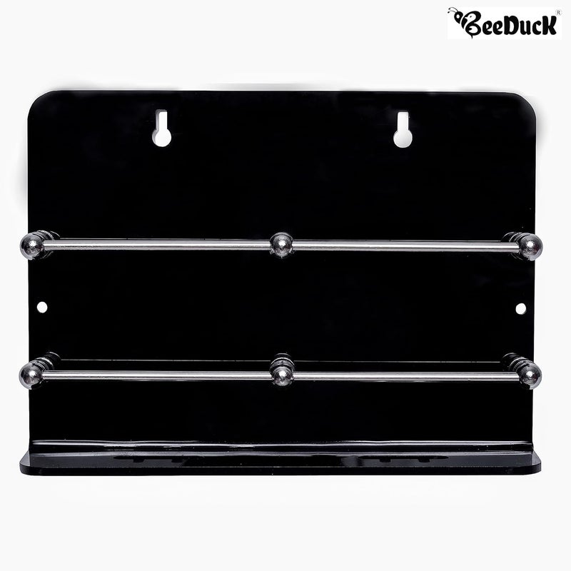 BeeDuck Black Acrylic Double Mobile Holder Stand for Mobile Charging, TV & AC Remote Holding and Keys Hanging at Home, Office, Bedroom, Hotel Wall Mount Multipurpose Stand - Image 5
