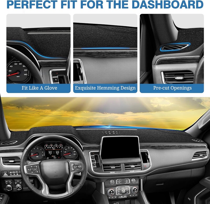 FIILINES Dash Cover for Chevrolet Suburban/Chevrolet Tahoe/GMC Yukon 2021-2024 (Not for GMC Yukon Denali), Dashboard Mat Cover Car Accessories Sunshade Nonslip Mesh Protector No Glare Black - Image 4