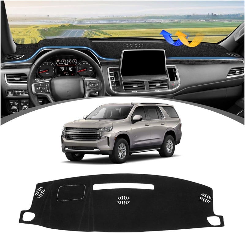 FIILINES Dash Cover for Chevrolet Suburban/Chevrolet Tahoe/GMC Yukon 2021-2024 (Not for GMC Yukon Denali), Dashboard Mat Cover Car Accessories Sunshade Nonslip Mesh Protector No Glare Black - Image 1