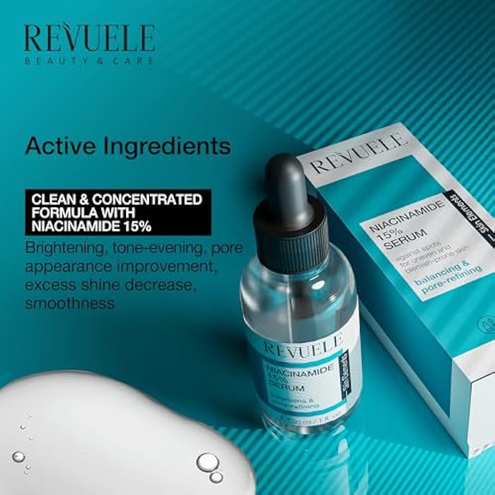 REVUELE Niacinamide 15% Serum – 30ml – High-Potency Skin Clarifying & Sebum-Regulating Face Serum – Vegan & Dermatologically Tested 1 fl.oz - Image 4