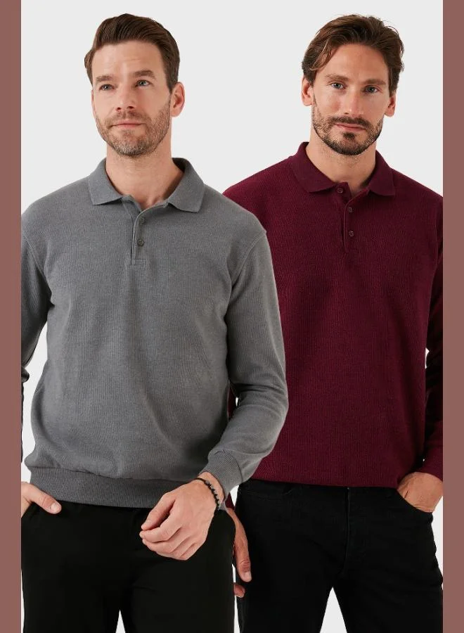 بوراتي بلوزة بياقة بولو قطنية للرجال من بوراتي عبوة من قطعتين